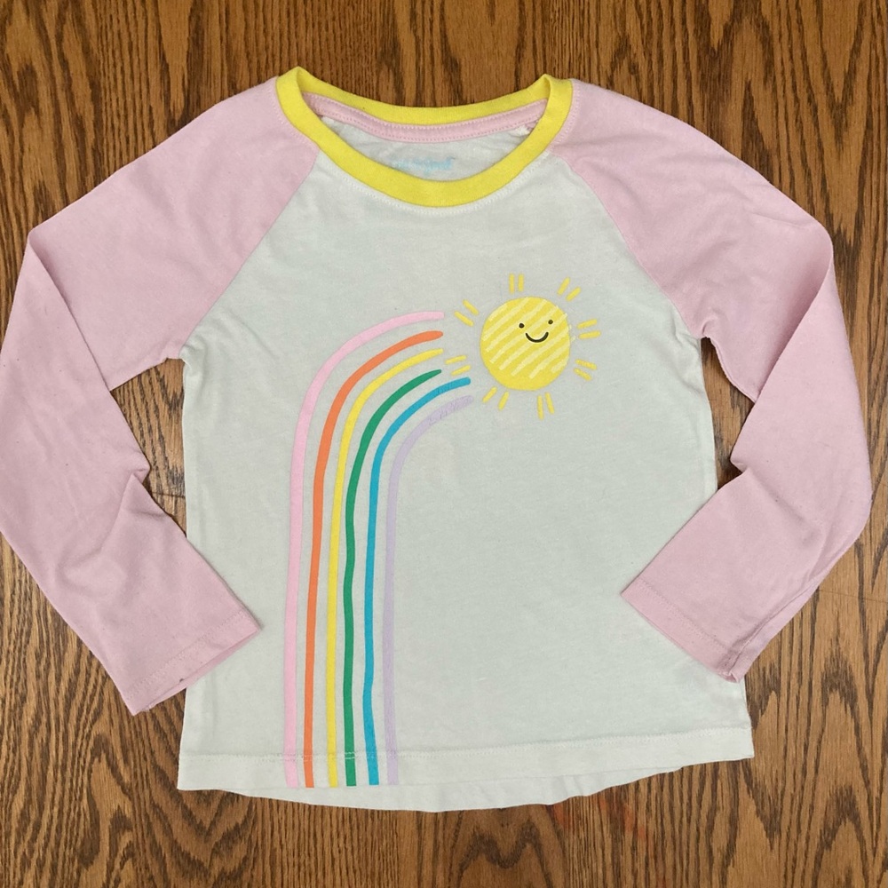 ☀️🌈☀️Kids Rainbow Long Sleeve Shirt - Pink and White